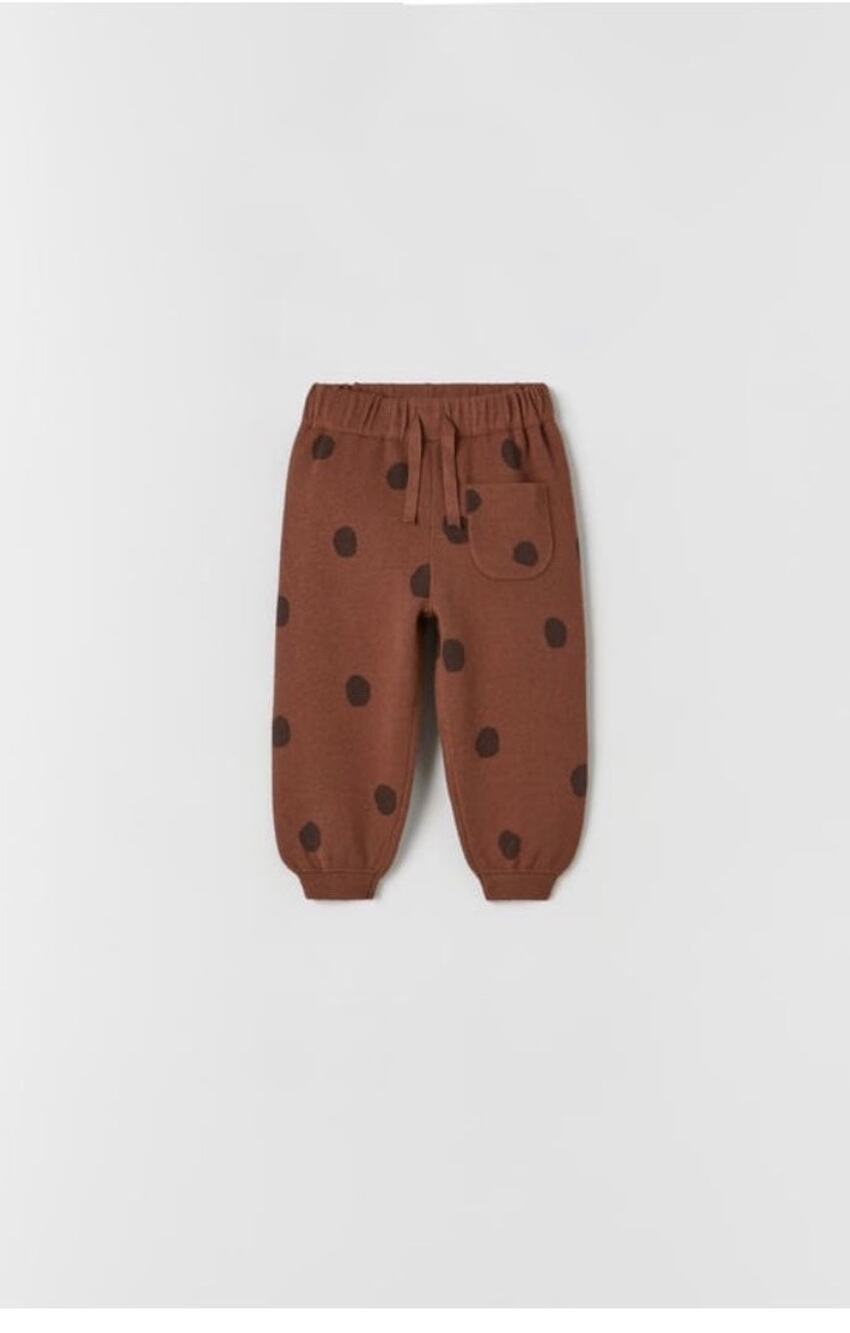 NWT Zara Polka Dot Knit Brown Pants 6-9 months
